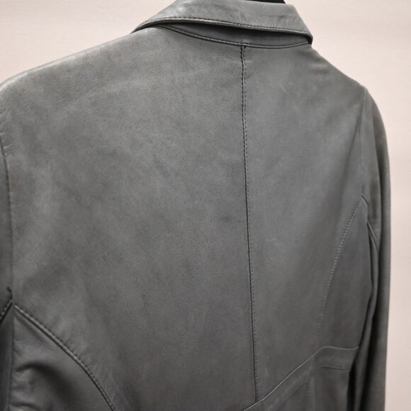 Roncarati | Gray Leather Moto Zip Jacket Size: 42 / Approx. US 8 - Picture 14 of 16